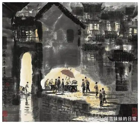 国画里的江南古镇清新隽永富有浓厚的生活气息