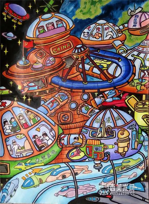 一等奖儿童科幻画我的天宫梦赏析