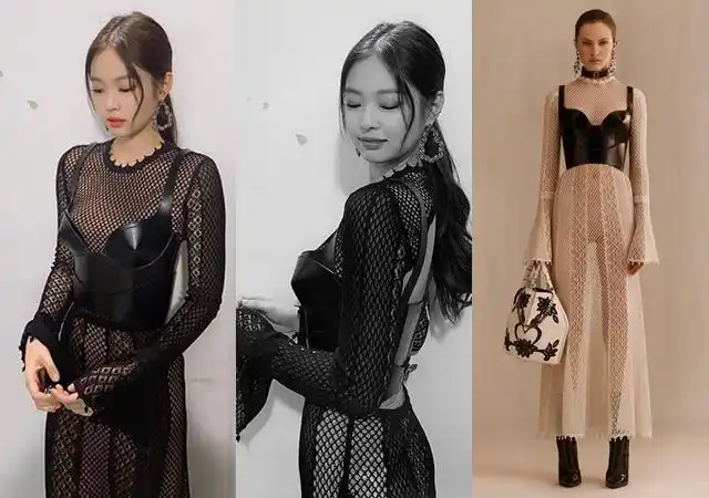 blackpinkjennie晒美照渔网透视装露美背百万粉丝狂点赞