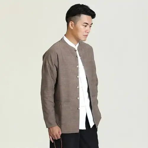 0成交47件中国风秋冬新品纯棉老粗布唐装外套男士长袖上衣双面穿中式