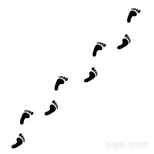 脚印对角线痕迹.矢量插图, 剪贴画