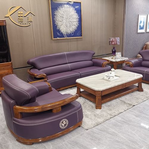 德沁乌金木沙发真皮沙发头层牛皮沙发新中式沙发客厅别墅家具 邺致