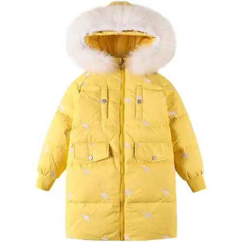 反季特价清仓童装女童羽绒服中长款儿童洋气加厚小女孩太空人外套