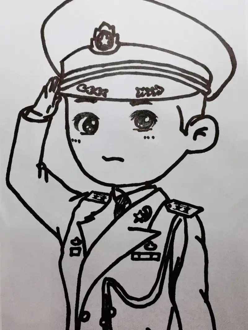 致敬警察叔叔👮🏻警察叔叔简笔画 简笔画
