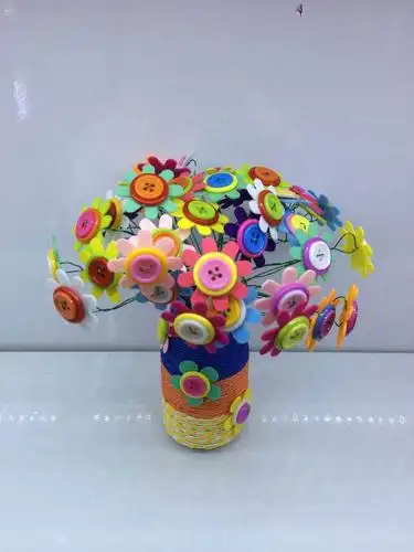 儿童手工创意diy制作材料包纽扣花束手捧花扣子花益智玩具批发