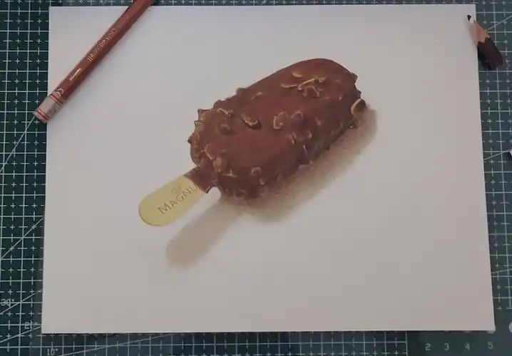 彩铅写实画梦龙雪糕