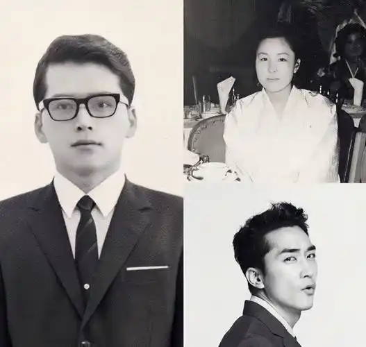 宋承宪晒父母年轻时旧照 爸爸神仙颜值引热议_照片_高挺_儿子