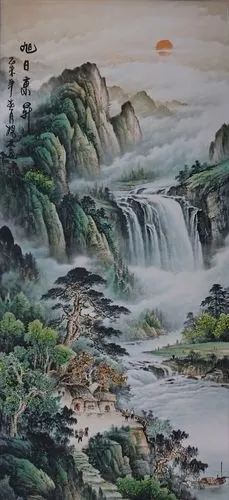 聚财山水国画 尺寸2x4尺