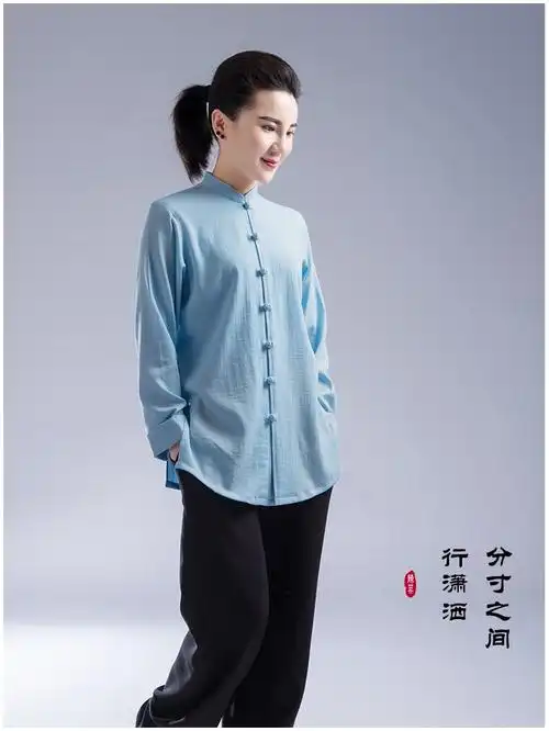 夏季太极服 男女新品 中国风棉麻武术练功服短袖 太极拳服装-阿里巴巴