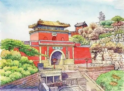 手绘作品《南天门》