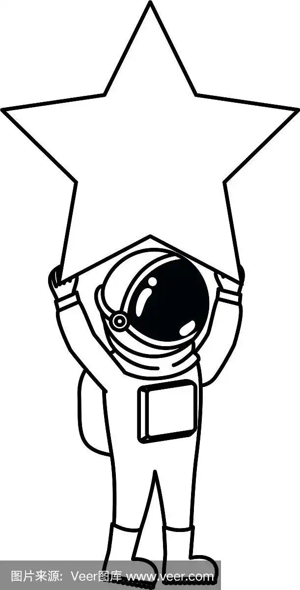 穿着太空服和白色星星的宇航员