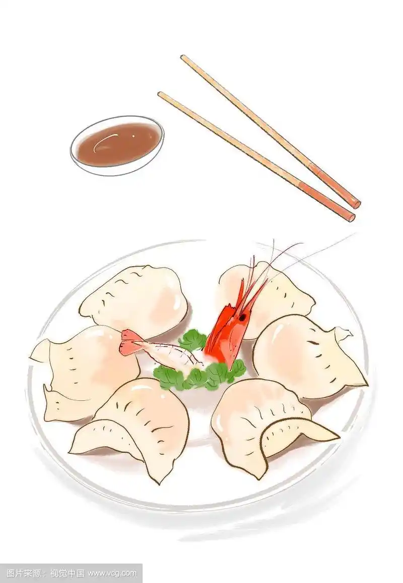 水彩美食插画传统美食饺子