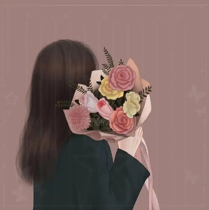 捧花女生背影头像 勇往直前不将就 做更好的自己