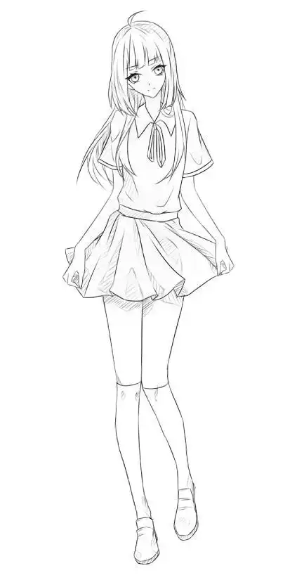 动漫人物的学生服简笔画