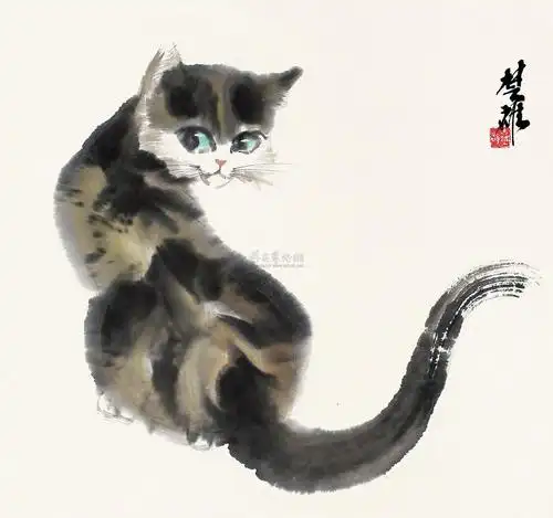 0733 猫 立轴 设色纸本