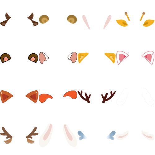 卡通可爱动物耳朵头像照片装饰免抠透明png设计素材