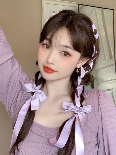 少女感麻花辫丝带编发蝴蝶结拳击辫双马尾扎头发假日出游辣妹发型