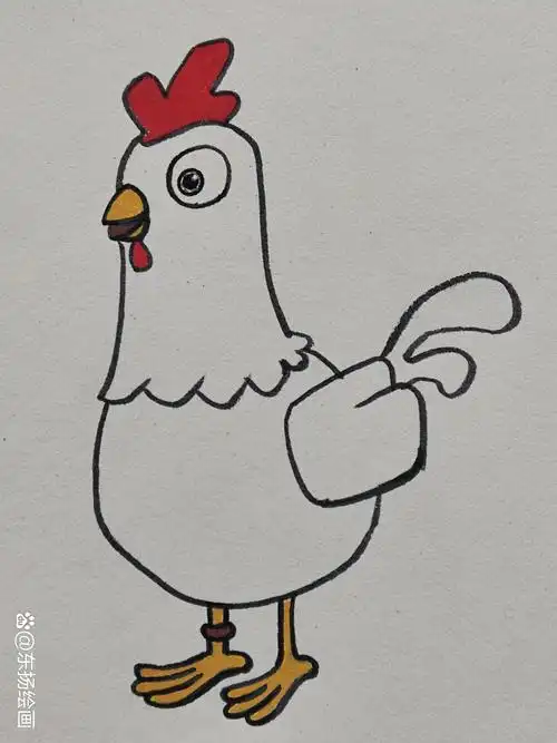 小鸡简笔画教程,教大家画一只漂亮的卡通鸡