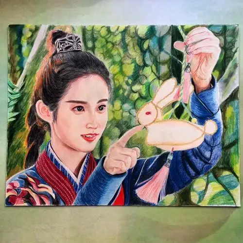 彩铅画陈钰琪重雪芝