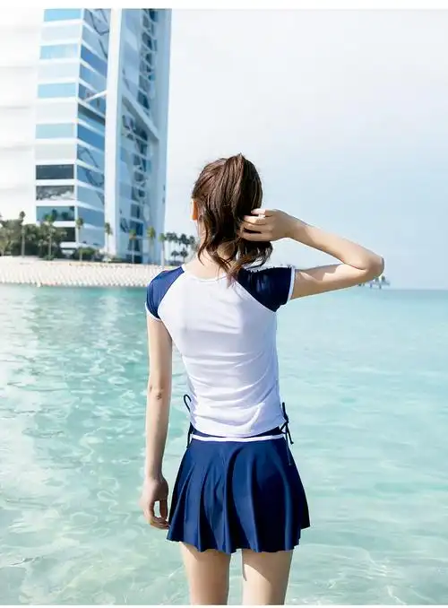 佑游泳衣女三件套分体保守学生韩国小清新遮肉时尚_分体泳衣_便宜推