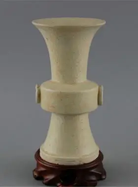 宋定窑白釉开片盘口瓶 仿古做旧出土瓷器 古玩古董收藏 易定落款