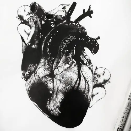 暗黑心脏纹身手稿