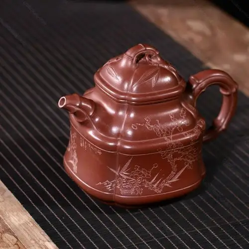 宜兴紫砂艺人吴小楣紫砂壶作品《四方竹鼎》原矿底槽清720cc全手工