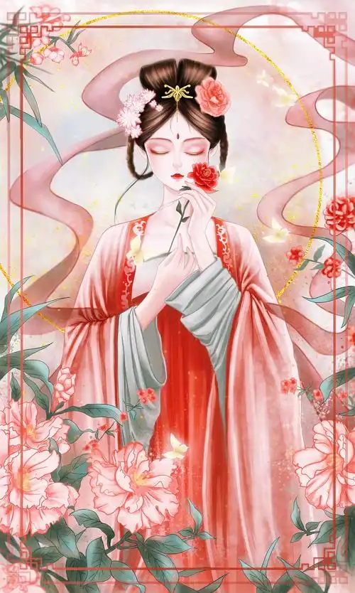 古风美人系列—《豆蔻少女》_画画的琼屿-站酷zcool