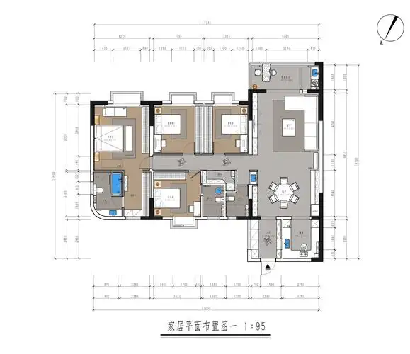 200平四居室户型图