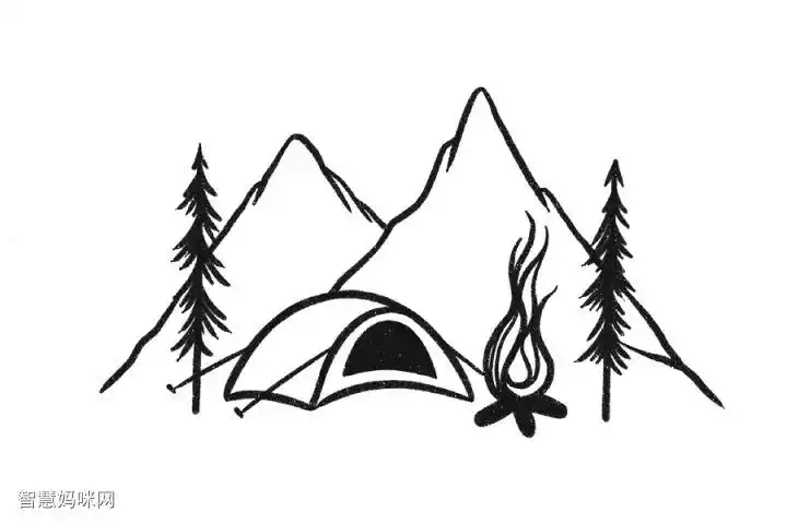 旅行露营烧烤简笔画教程