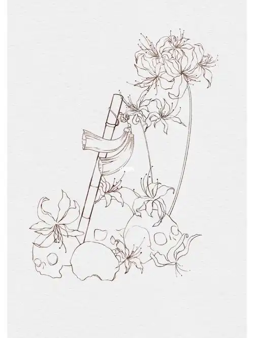 [星r]打卡ipad水彩47/100(今天是彼岸花和魏无羡的笛子)[星r]最近在看