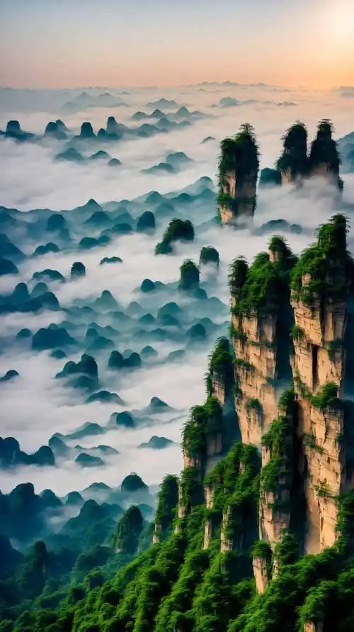 梦幻张家界:云海霞光中的瑰丽仙境