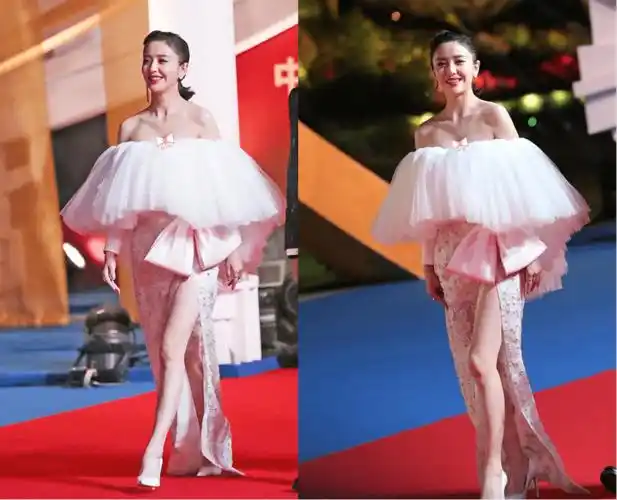 佟丽娅真挺"敢穿"的,穿长裙叉都开到大腿了,不过不低俗还有韵味