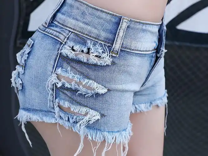 洞显瘦低腰牛仔裤ds舞性感显臀短裤热裤女复古蓝6501l腰围78厘米234尺