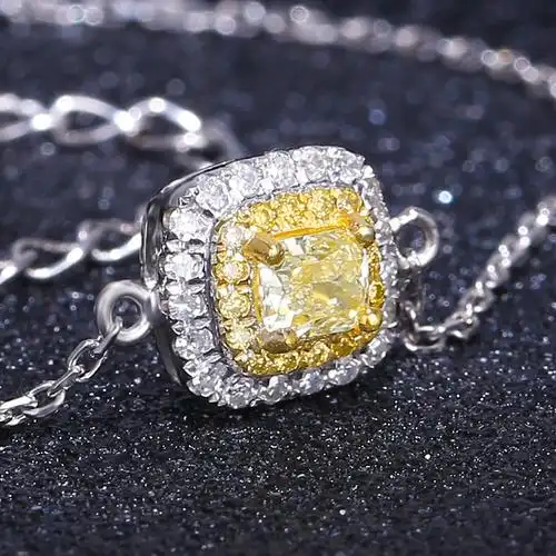 0.2克拉 黄钻钻石手链 浅黄色垫形 18k金 3d9801