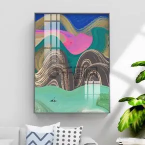 线条创意多彩风光装饰画