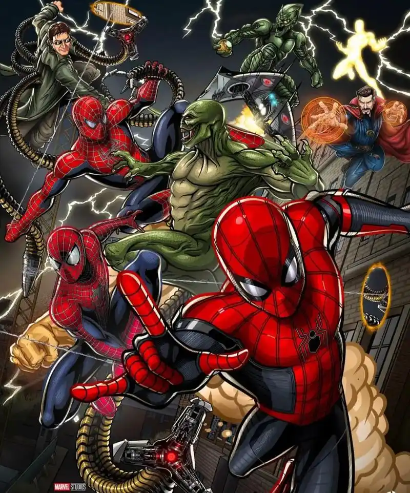 《蜘蛛侠英雄无归》(2021)《英雄无归》的动漫版海报封面, - 抖音