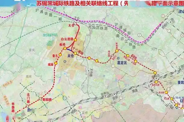 9km,目前太仓段共设3站,十八港路站,白云渡路站,太仓站(均为暂名),设