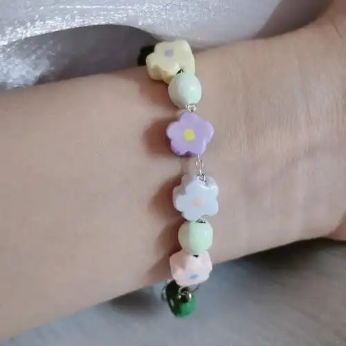 石塑粘土花花手链