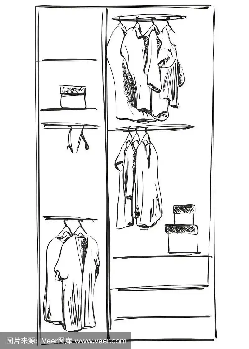 手绘衣柜草图.