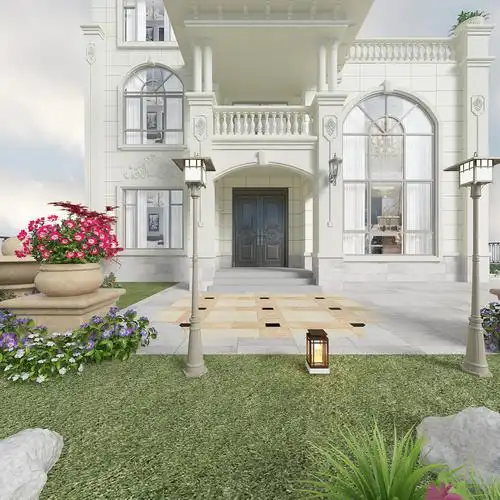 全景欧式古典别墅院子3d模型