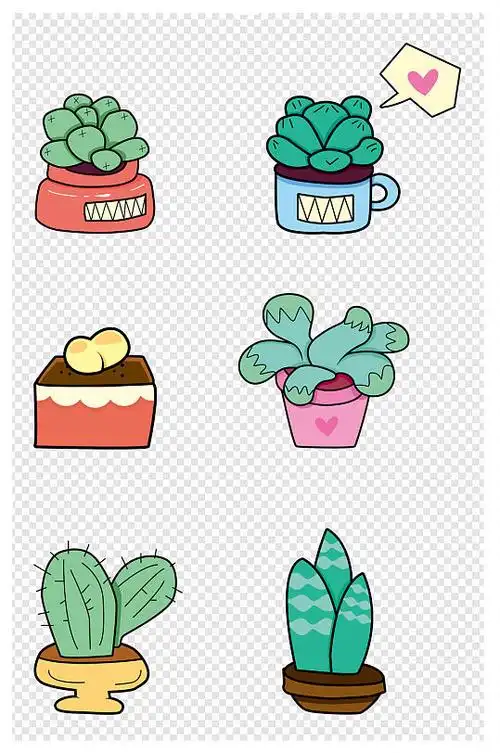 手绘可爱多肉植物自然儿童插画简约卡通