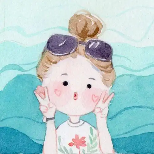 夏日清爽女生头像蓝