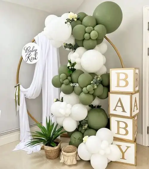 气球培训|宝宝宴|牛油果绿小场景生日布置98
