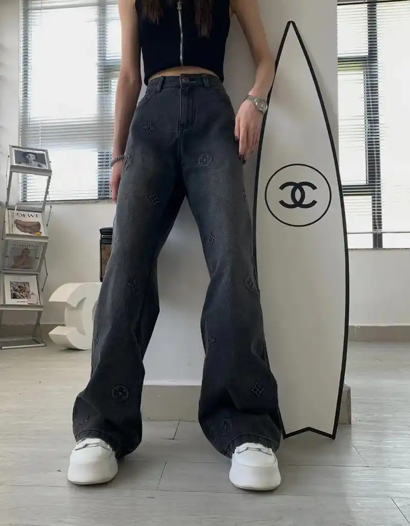 lv牛仔阔腿拖地裤