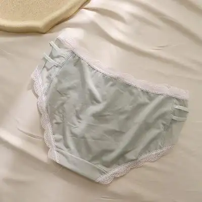 ins甜美蕾丝蝴蝶结少女内裤莫代尔无痕三角裤女裤头