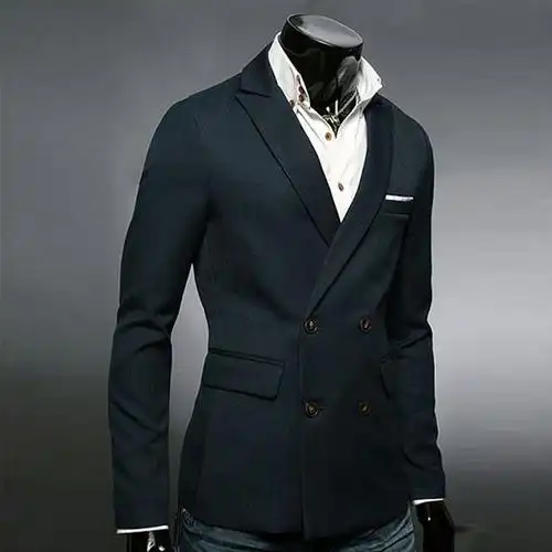 韩版修身纯色休闲西装外套1802 藏绿色 韩版修身款式偏小建议选大一码