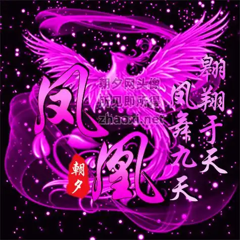 紫色光圈青色透着粉色凤凰快手头像制作