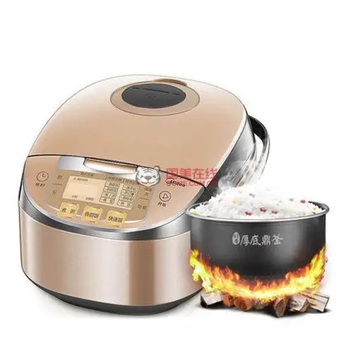 美的4l电饭煲厚底鼎釜 幻彩拉丝不锈钢机身