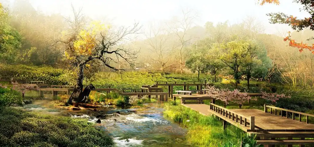 小桥流水人家风景水桥